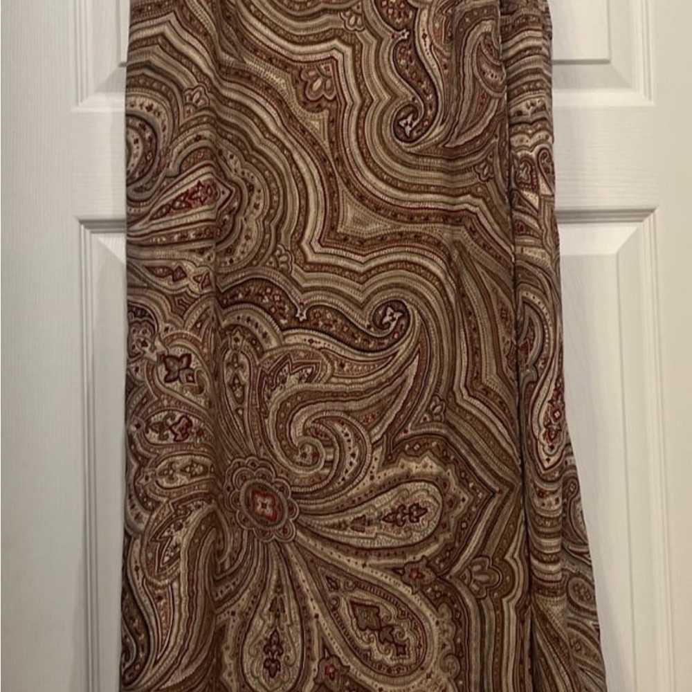 Talbots Brown Pure Silk Maxi Pencil Skirt Petite